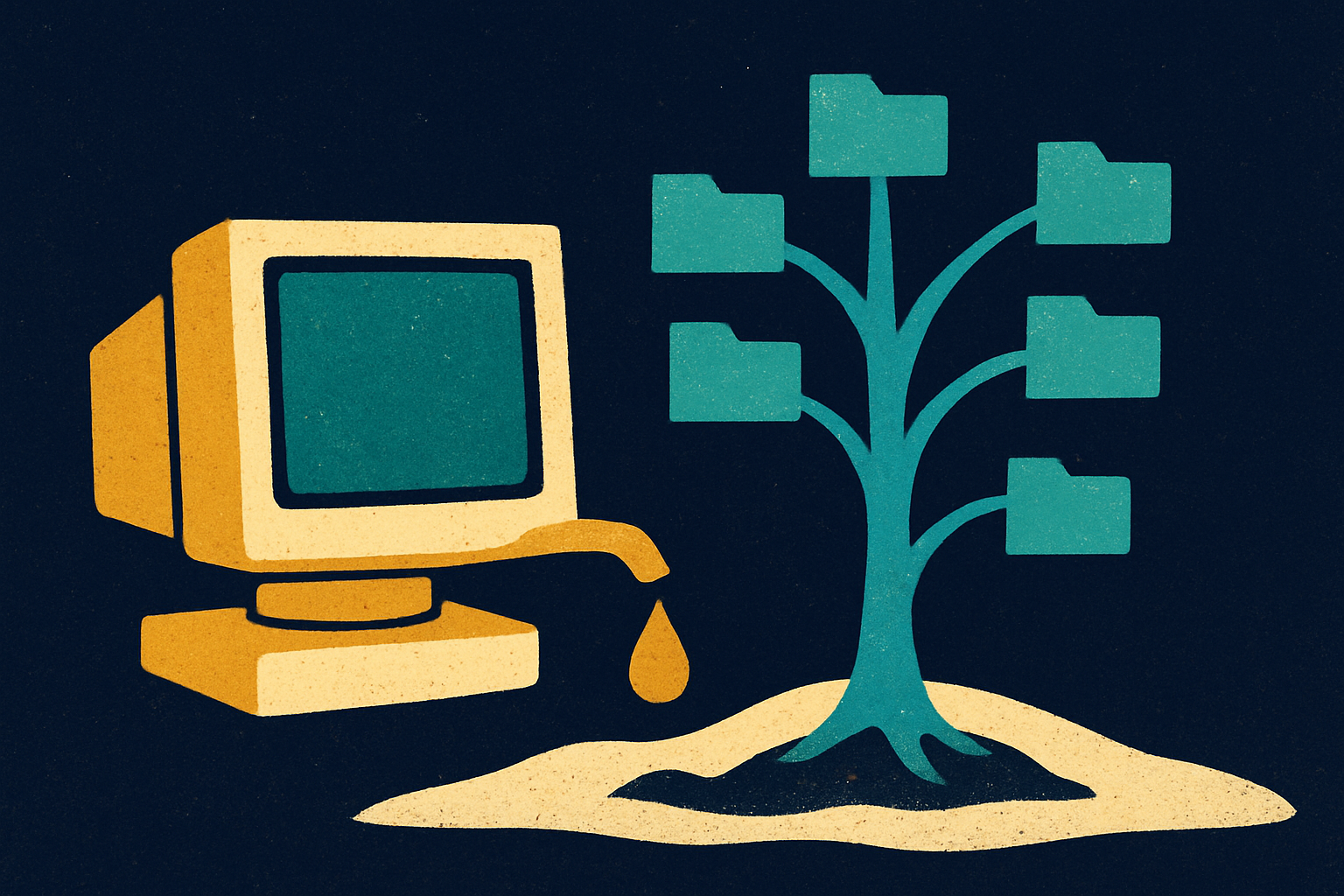 Ilustração de um monitor com botão de play e uma fila enorme de pessoas saindo da tela
